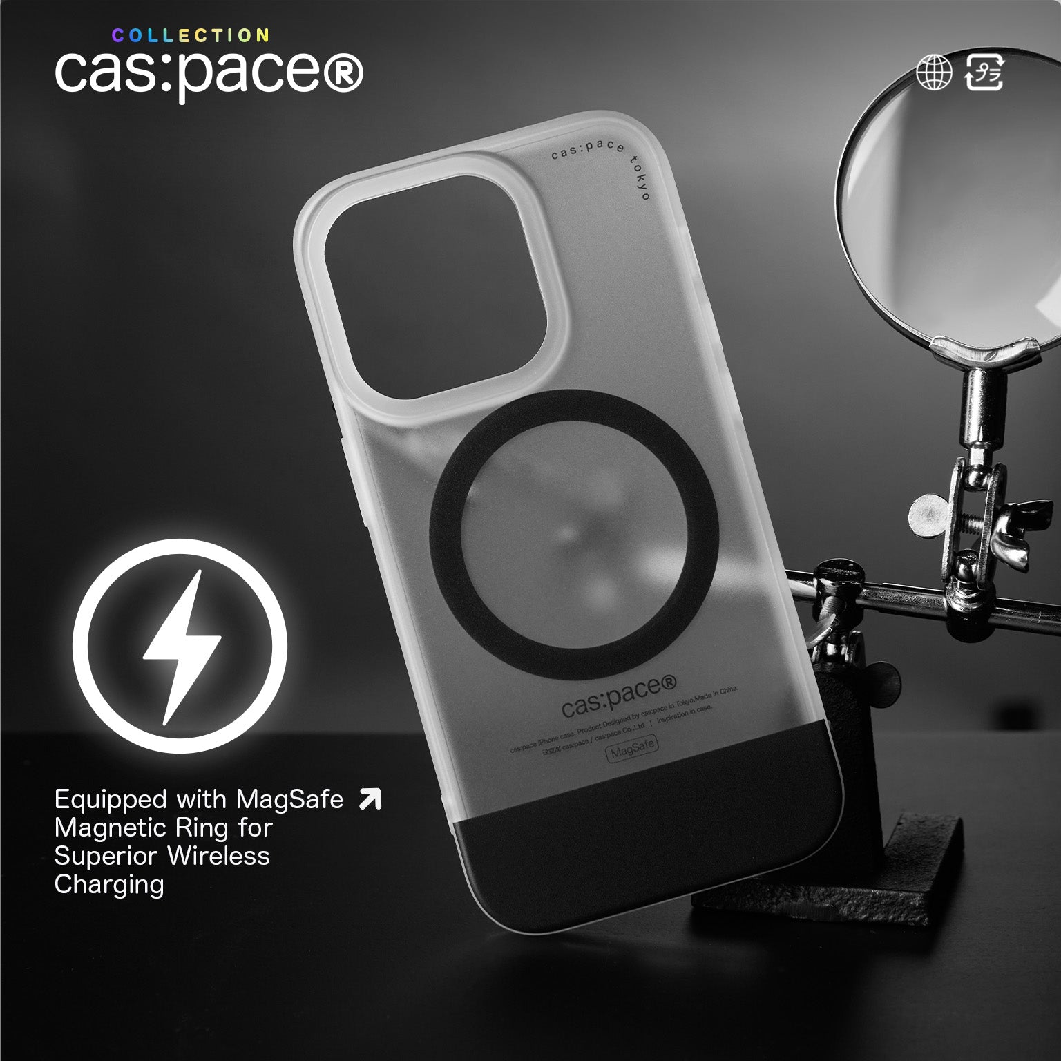 cas:pace Black MagSafe Coil iPhone Case