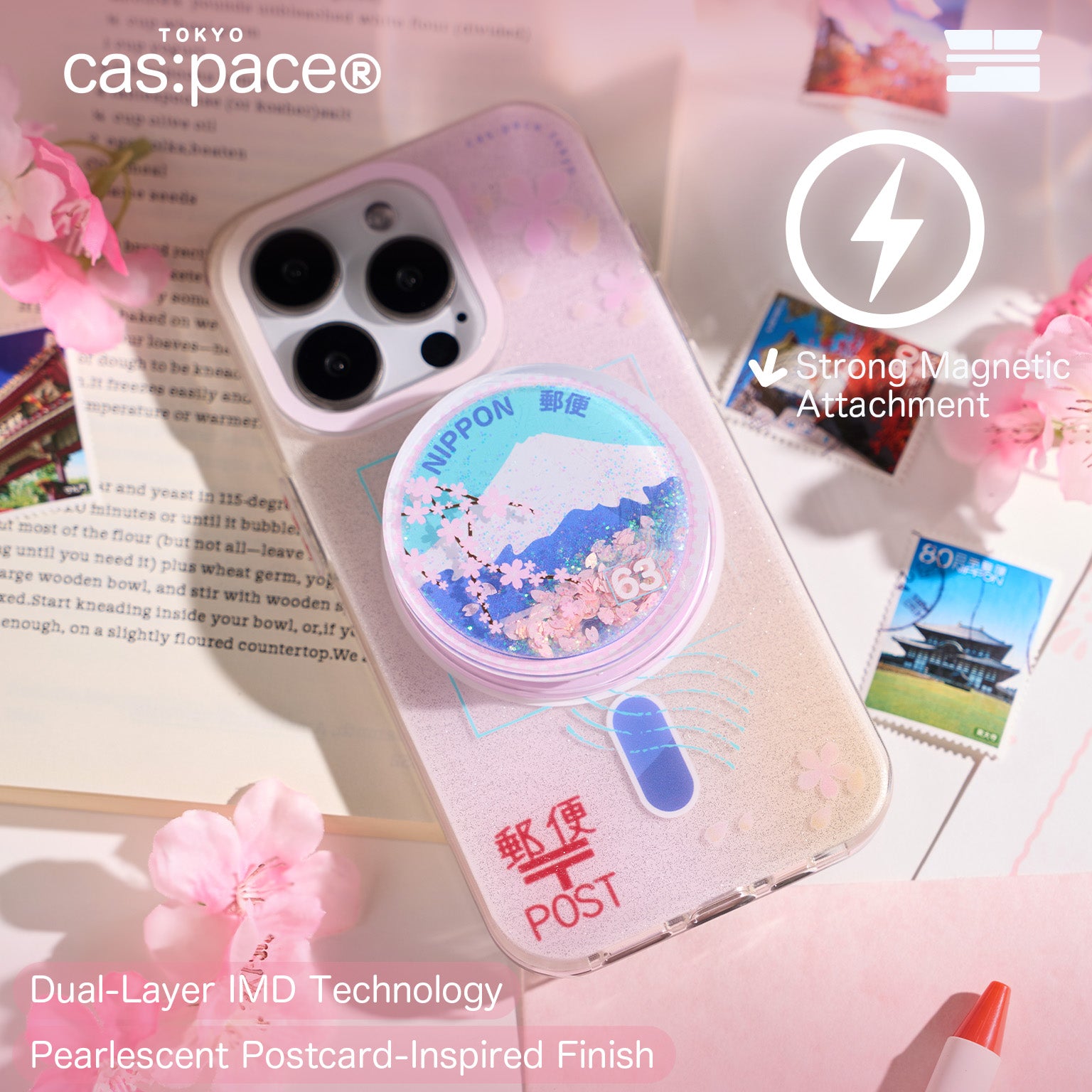 cas:pace Cherry Blossom Stamp MagSafe iPhone Case