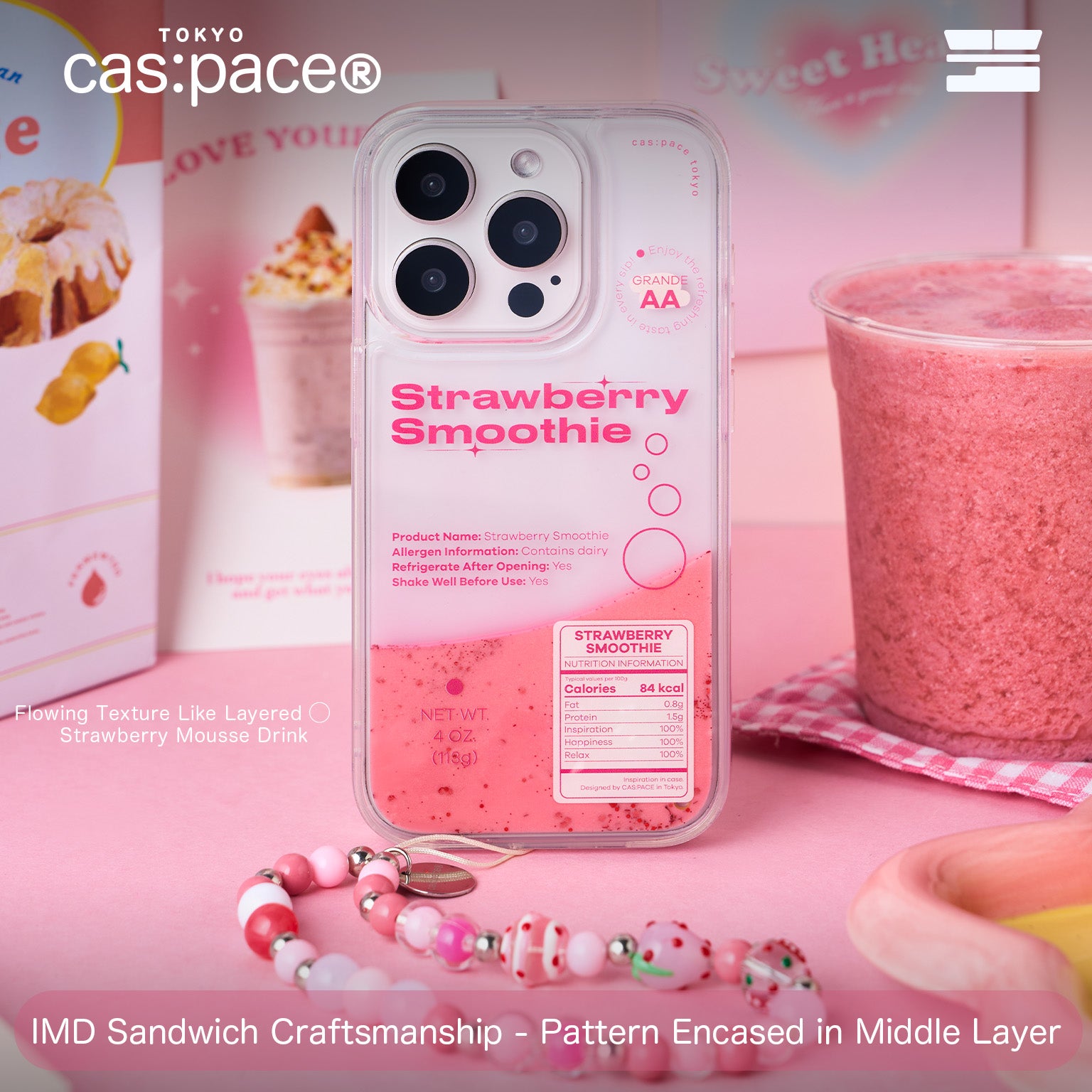 cas:pace Strawberry Mousse Quicksand Shell iPhone Case