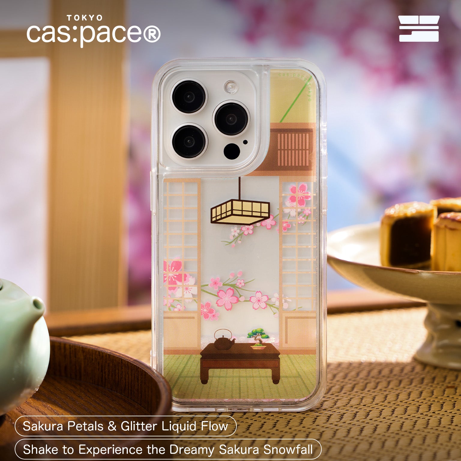 cas:pace Cherry Blossom Blows Snow and Flowing Sand Shell iPhone Case