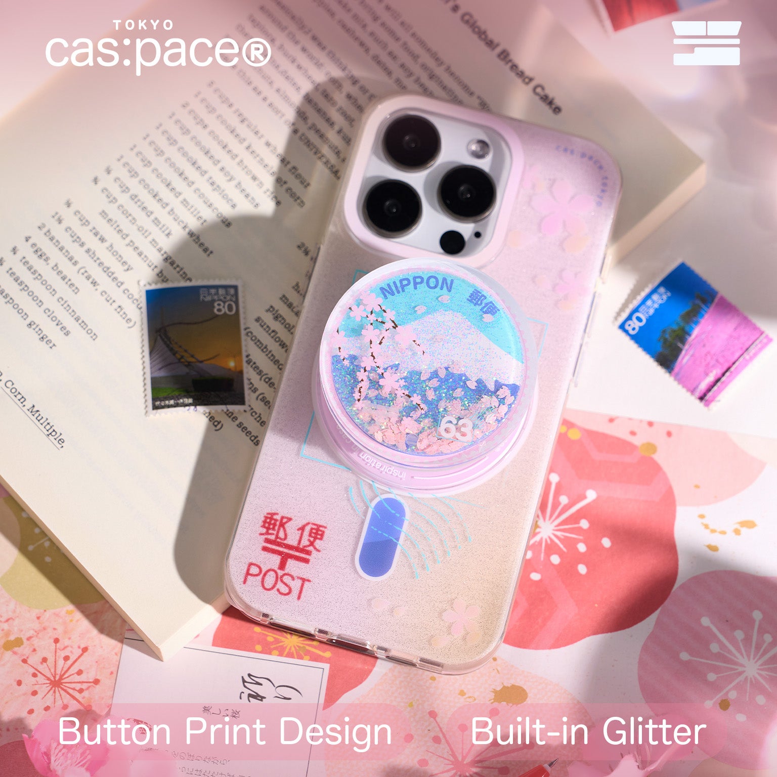 cas:pace Cherry Blossom Stamp MagSafe iPhone Case