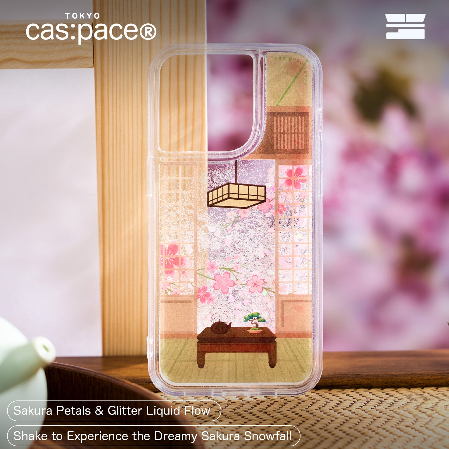 cas:pace Cherry Blossom Blows Snow and Flowing Sand Shell iPhone Case