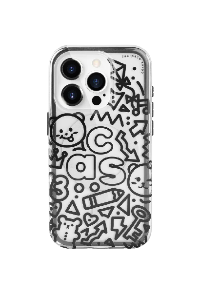 cas:pace Space Bear Black Graffiti MagSafe iPhone Case