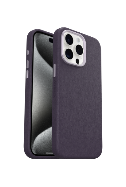 OtterBox Symmetry Cactus Leather for iPhone 15 Pro Max, Plum Luxe