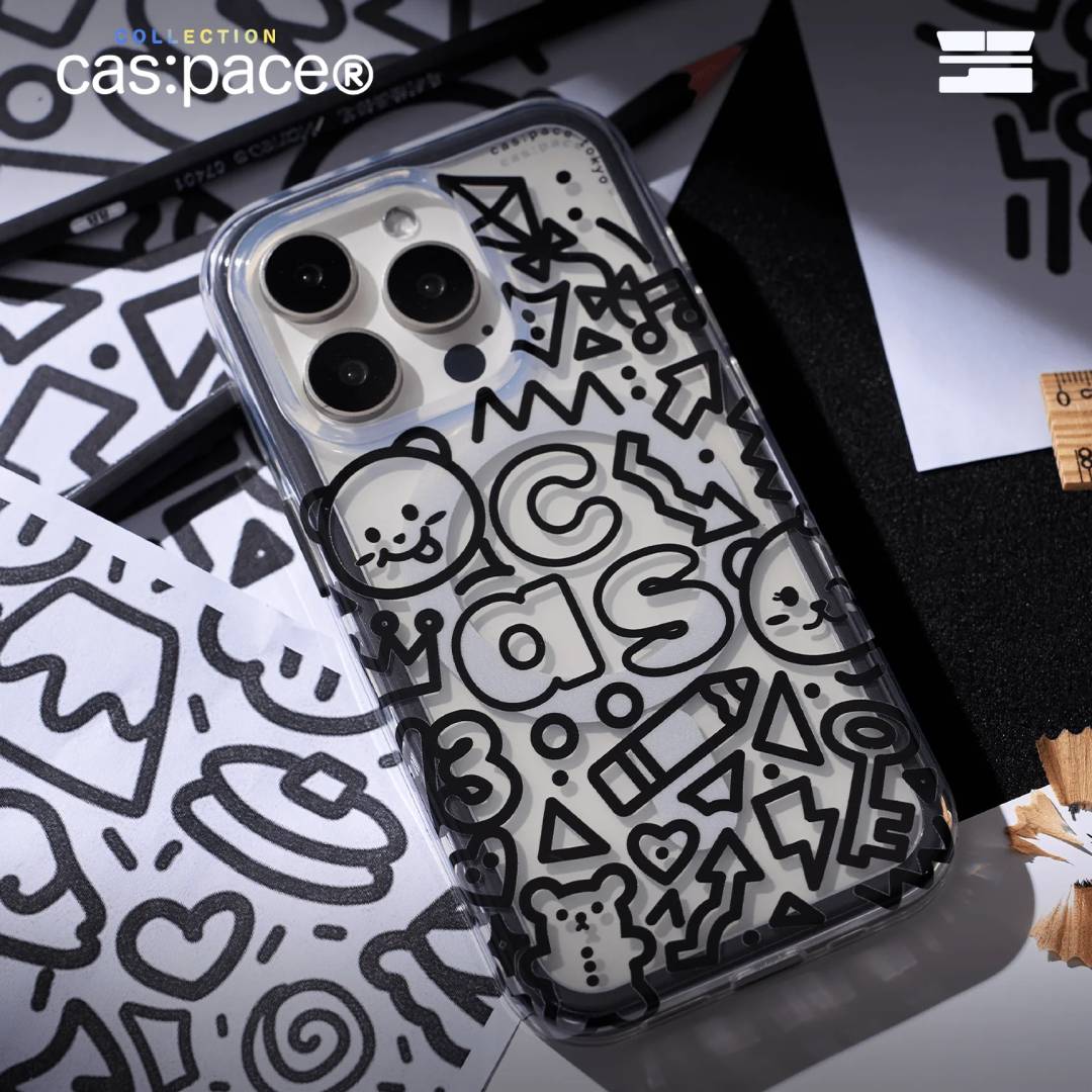 cas:pace Space Bear Black Graffiti MagSafe iPhone Case