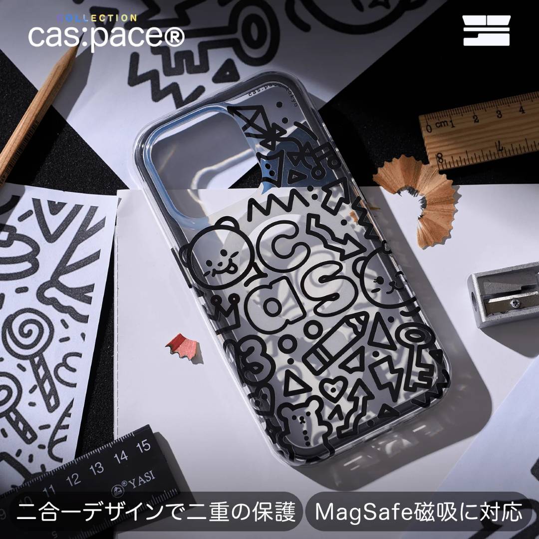 cas:pace Space Bear Black Graffiti MagSafe iPhone Case