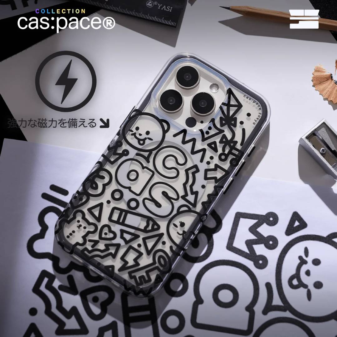 cas:pace Space Bear Black Graffiti MagSafe iPhone Case