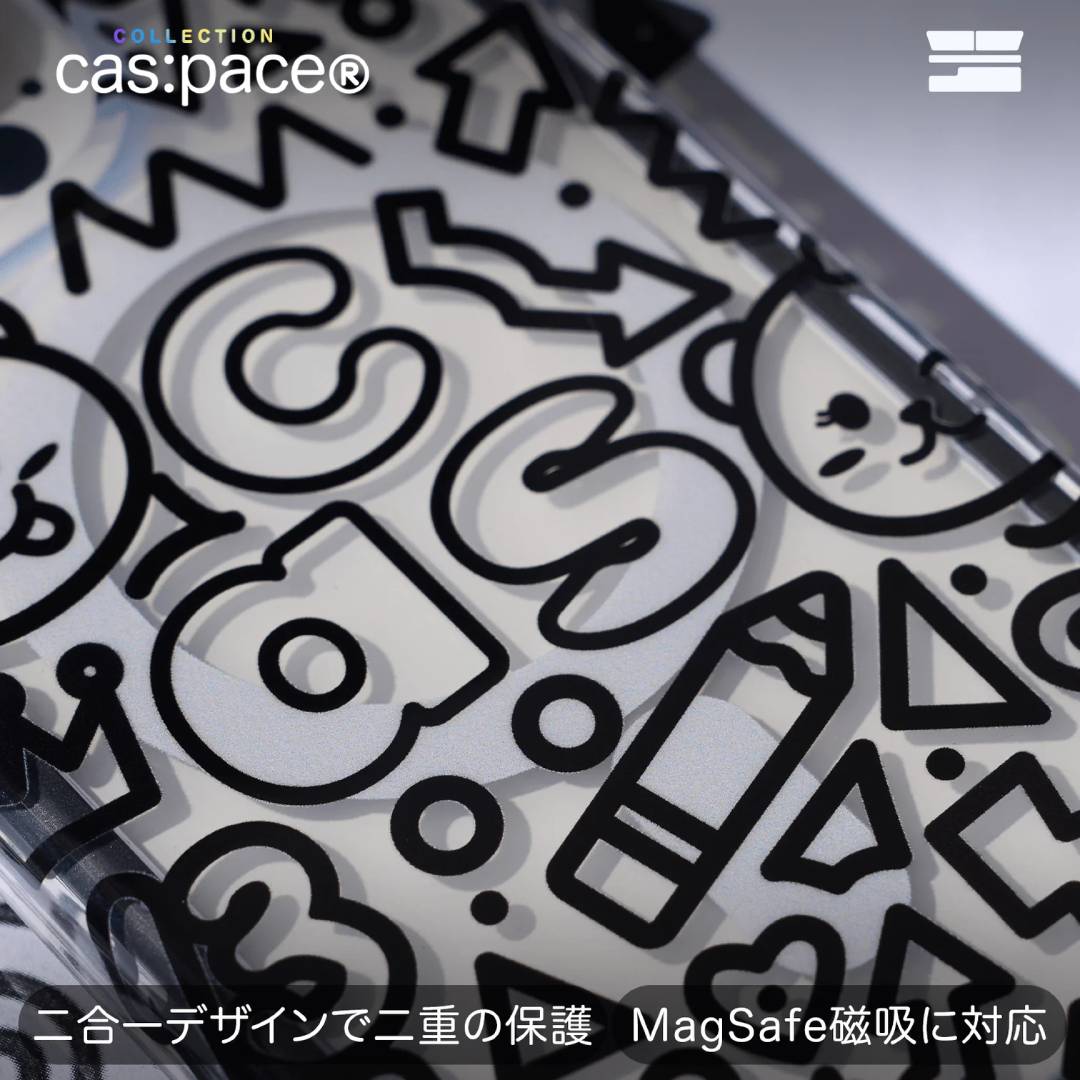 cas:pace Space Bear Black Graffiti MagSafe iPhone Case