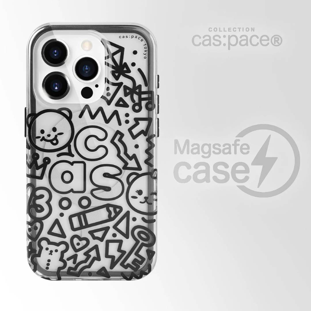 cas:pace Space Bear Black Graffiti MagSafe iPhone Case