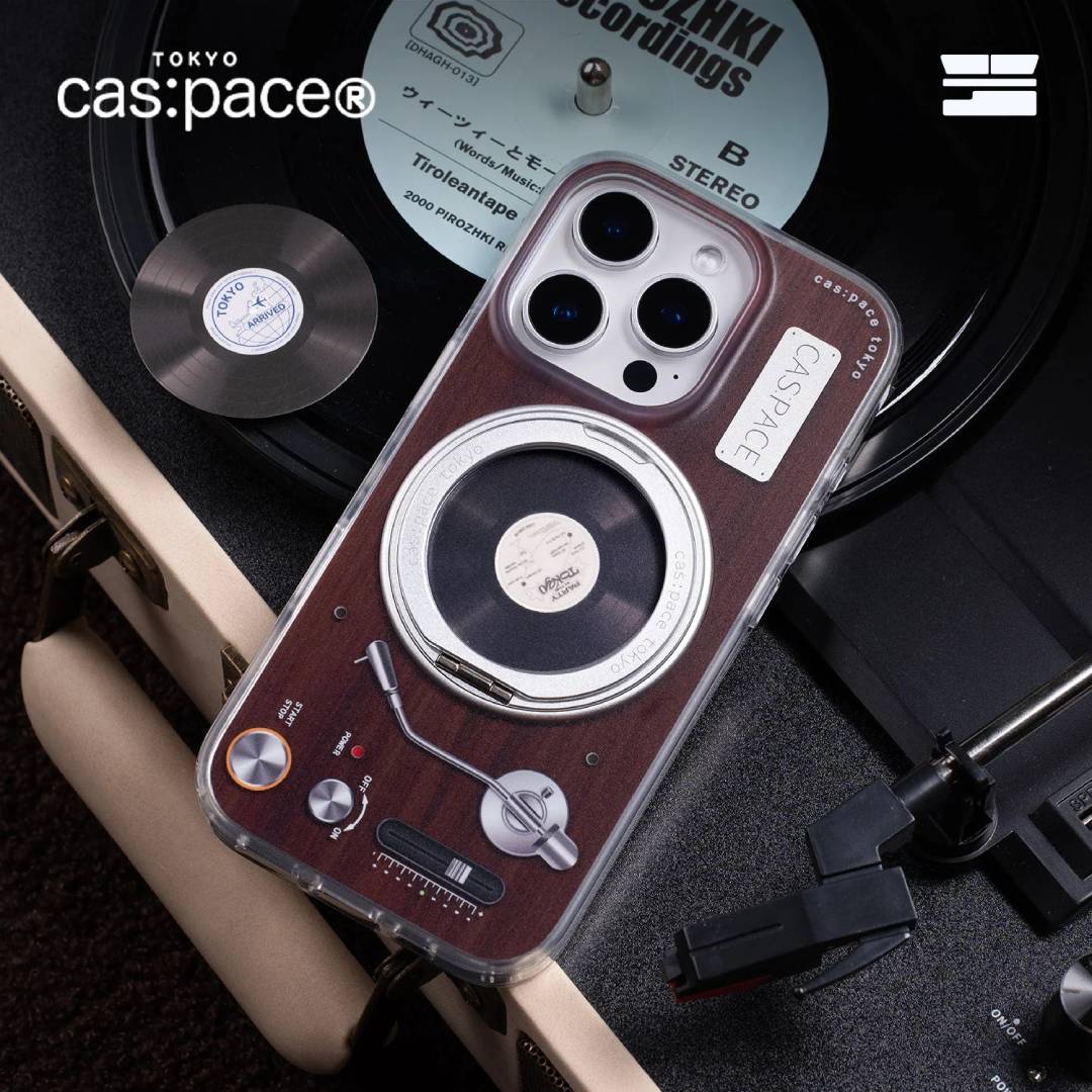 cas:pace Wood Grain Record MagSafe iPhone Case