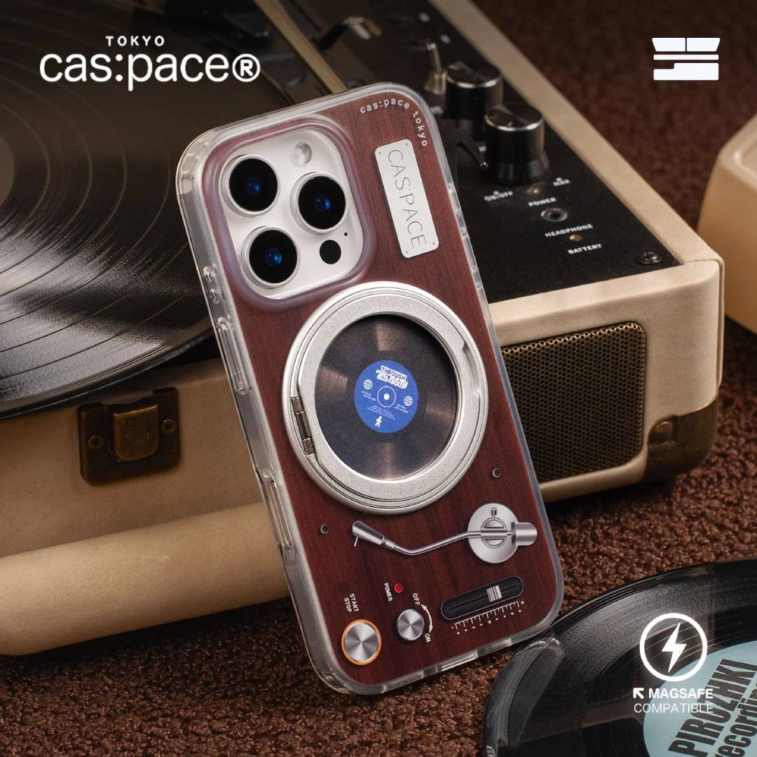 cas:pace Wood Grain Record MagSafe iPhone Case