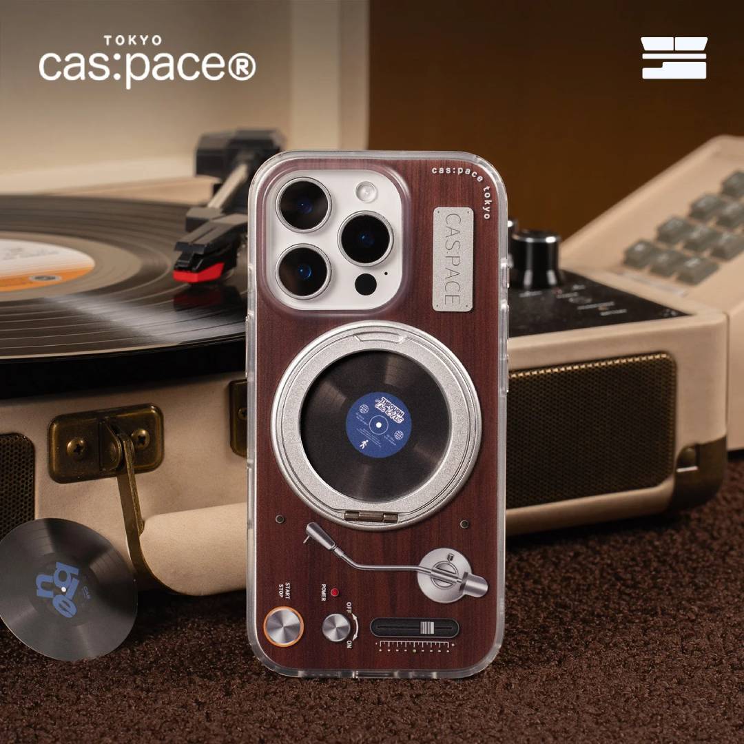 cas:pace Wood Grain Record MagSafe iPhone Case
