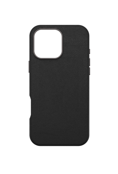 OtterBox Symmetry Cactus Leather Series for iPhone 16 Pro Max, Noir Ash Black